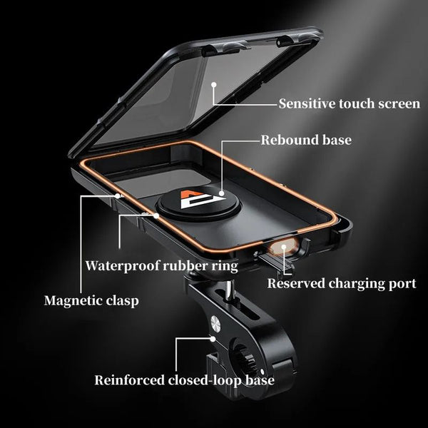 Motorcycle Phone Holder MTB Waterproof Cell Phone Holder Bike Phone Holder Rotation Electric Scooter Holder