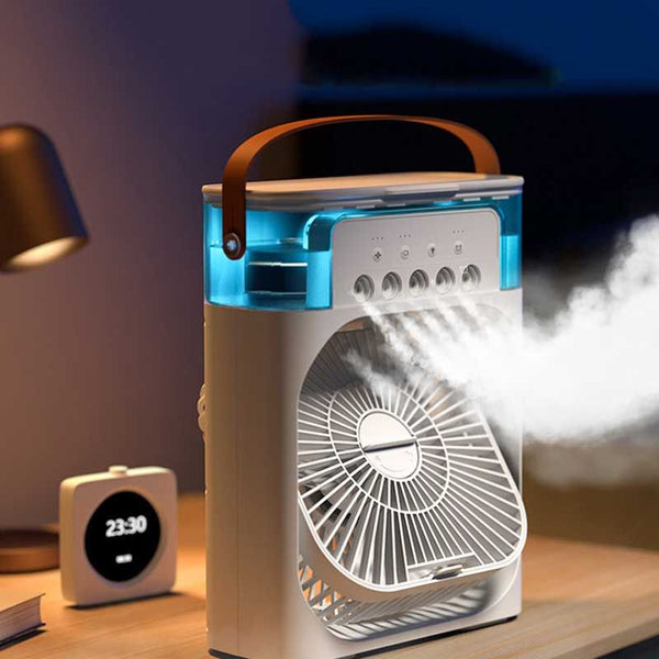 Portable Air Conditioner Fan Usb Electric Fan With Led Night Light, Fine Mist Water, And Humidifier